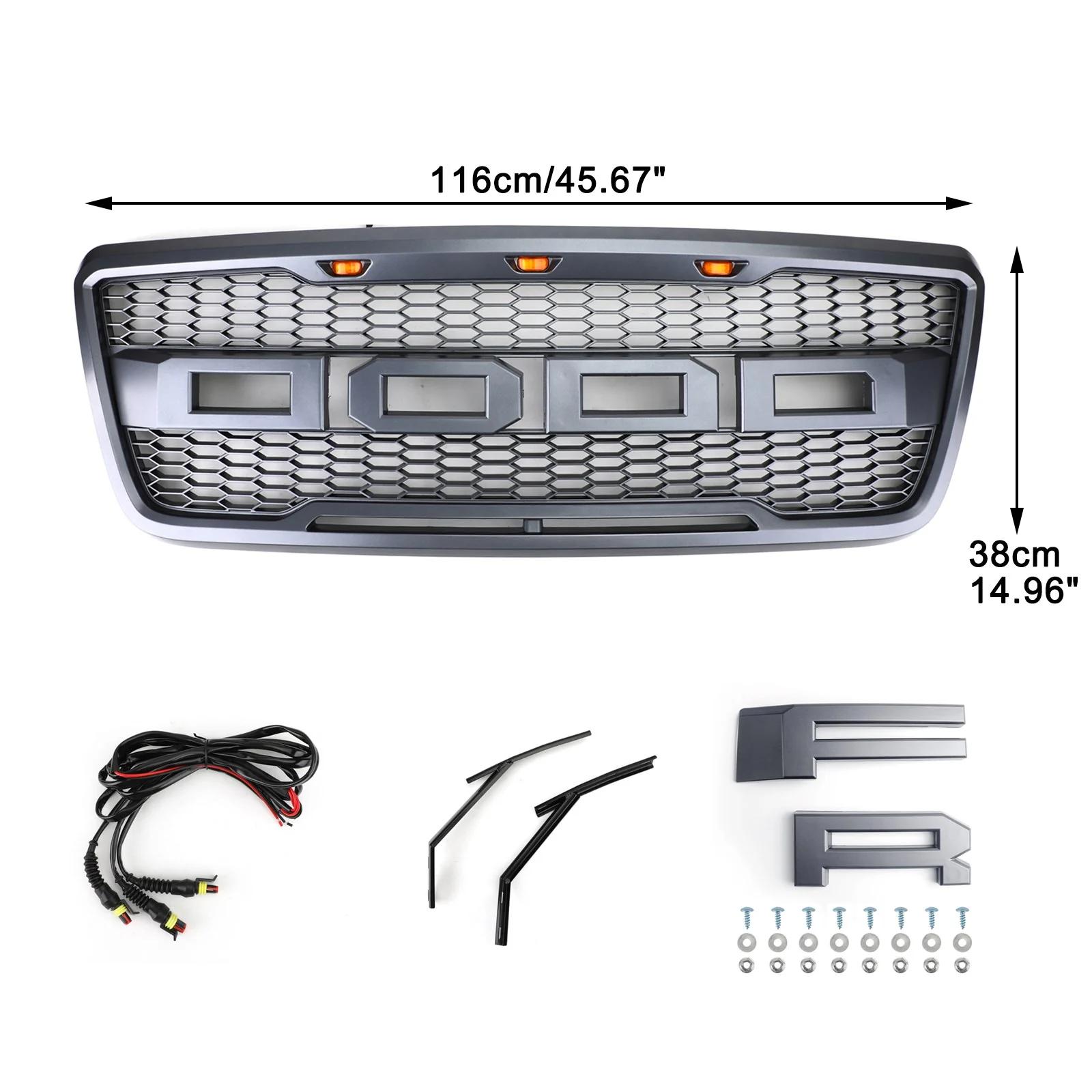 2004-2008 Ford F150 Raptor Style Front Mesh Hood Grill Grille With LED Generic