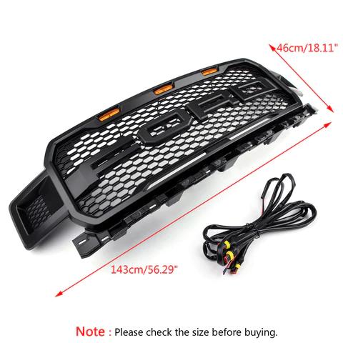 2018-2020 Ford F150 Honeycomb Grill Amber LED Raptor Style Grill Repalcement Generic